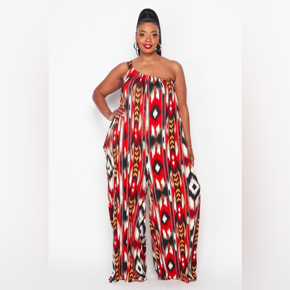 Plus Size Tribal Print Jumpsuit (Extra Long)